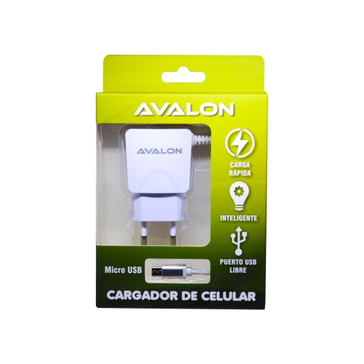 CARGADOR COMPLETO AVALON MICRO USB Y PUERTO USB LIBRE 2,1 A