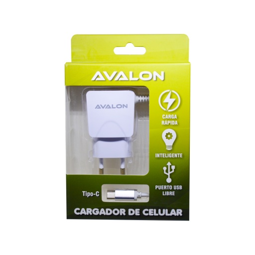 CARGADOR COMPLETO AVALON TIPO C Y PUERTO USB LIBRE 2,1 A